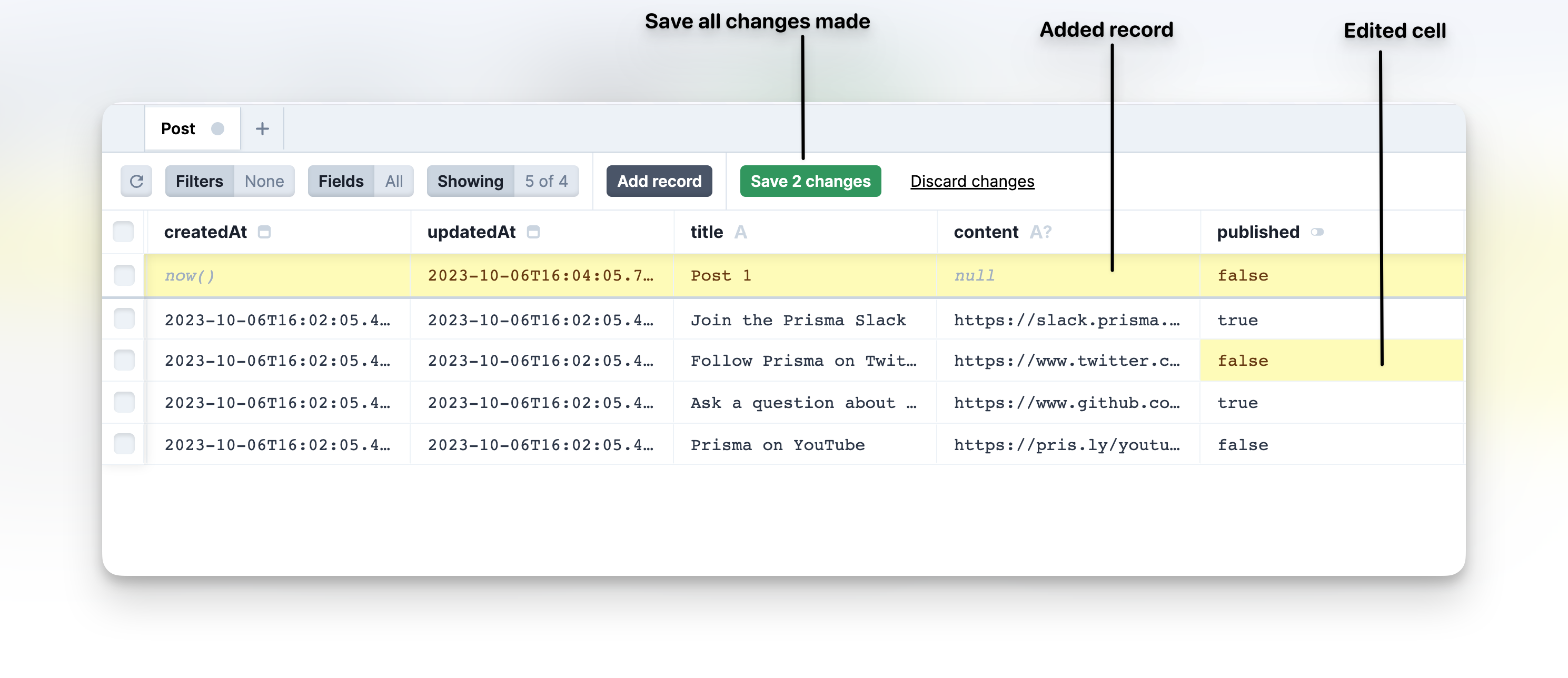 Prisma Studio - Save multiple data edits