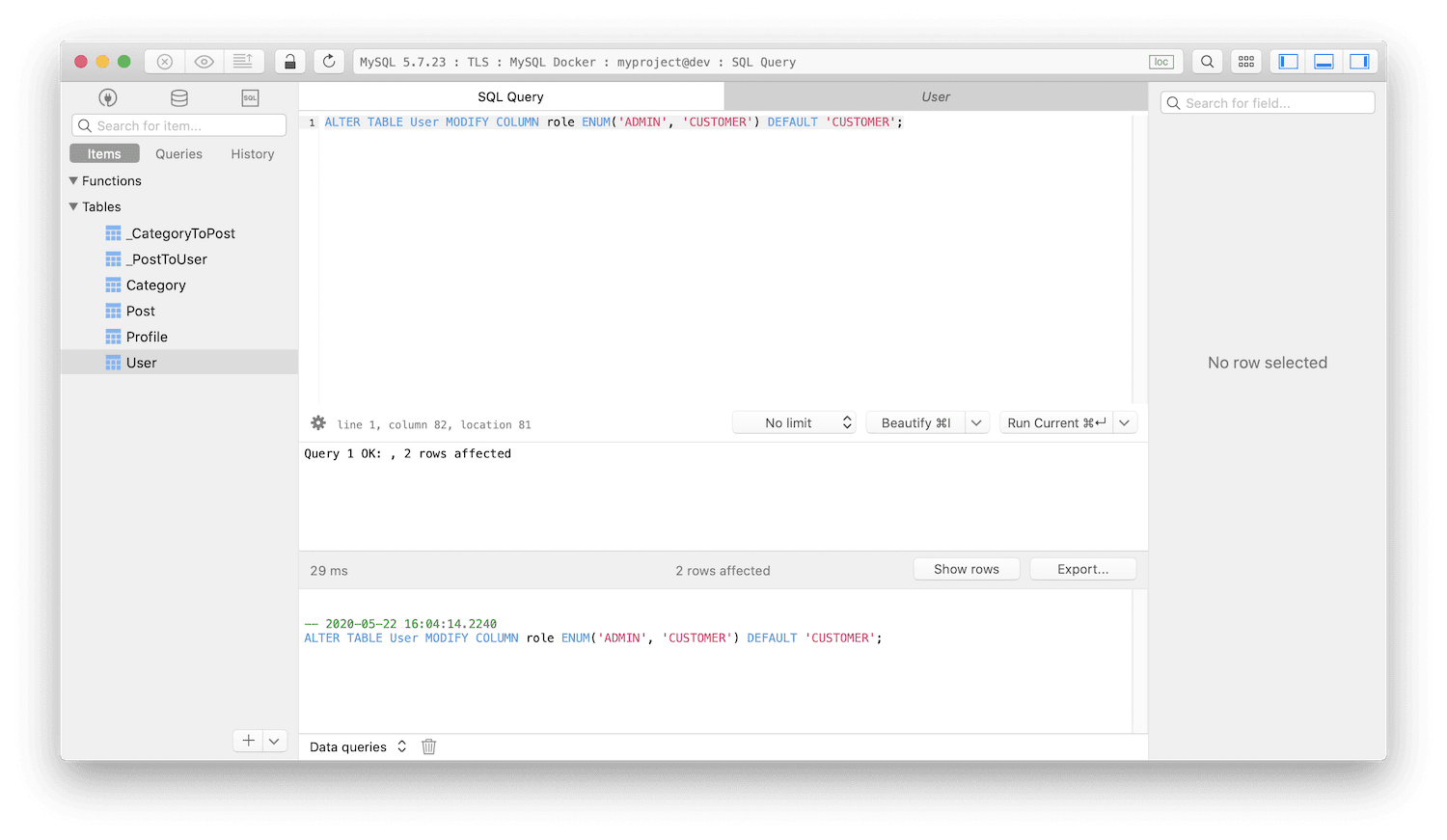 Altering columns to use ENUM with SQL